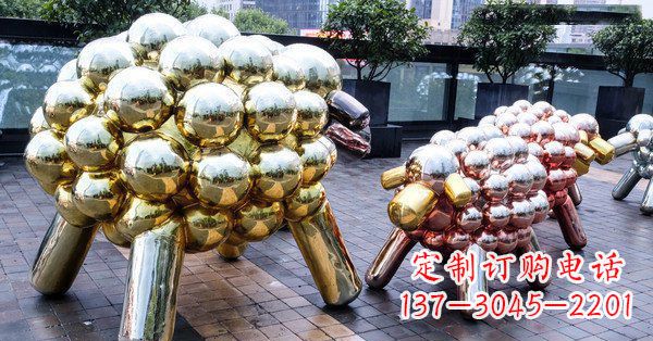 大同不锈钢广场小羊肖恩抽象动物雕塑