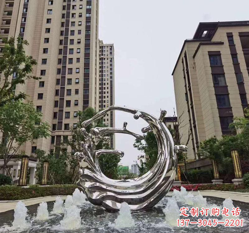 大同不锈钢海浪喷泉雕塑精美雕刻,灿烂绚烂