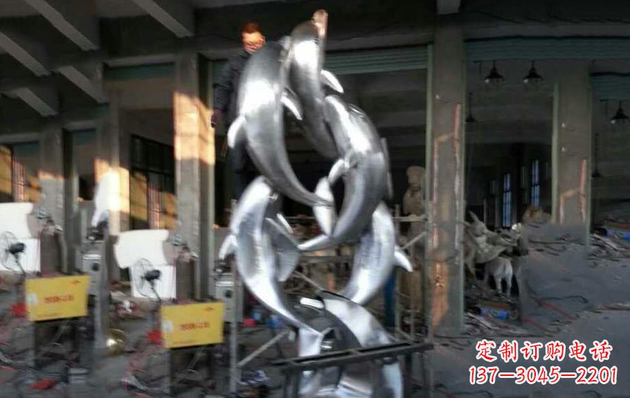 大同不锈钢海豚雕塑漂亮的海洋艺术品