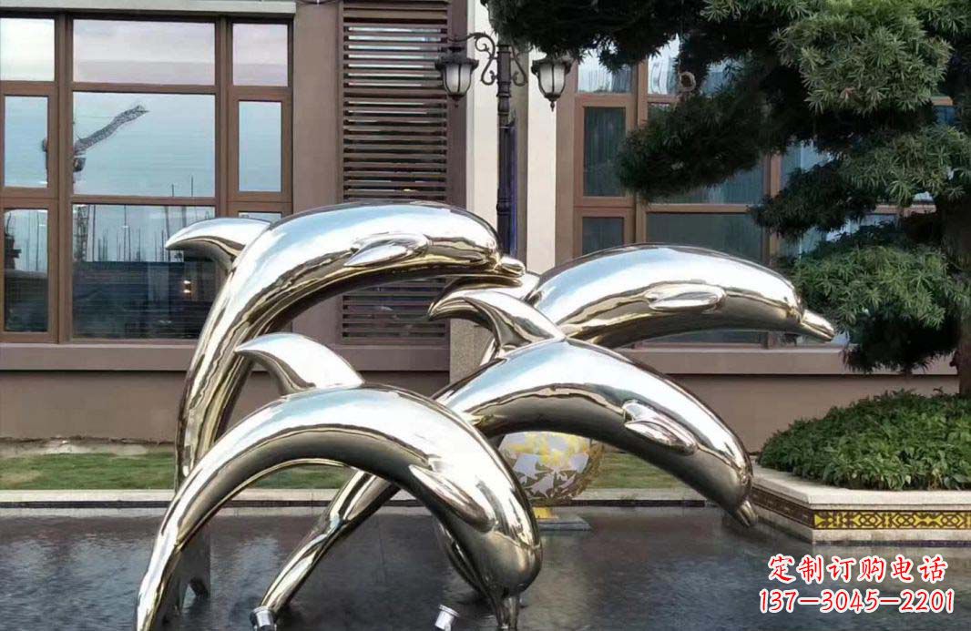 大同不锈钢海豚跳跃雕塑