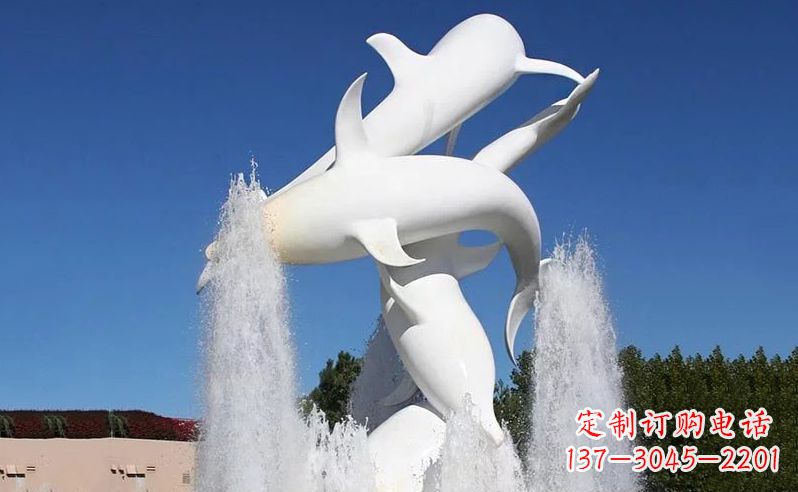 大同不锈钢海豚喷泉雕塑 (3)