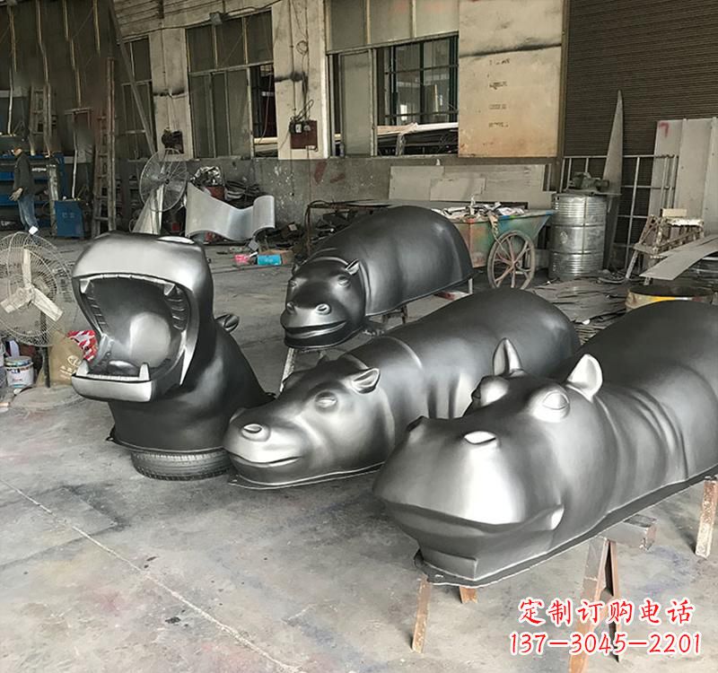 大同静态之美22英寸不锈钢河马雕塑