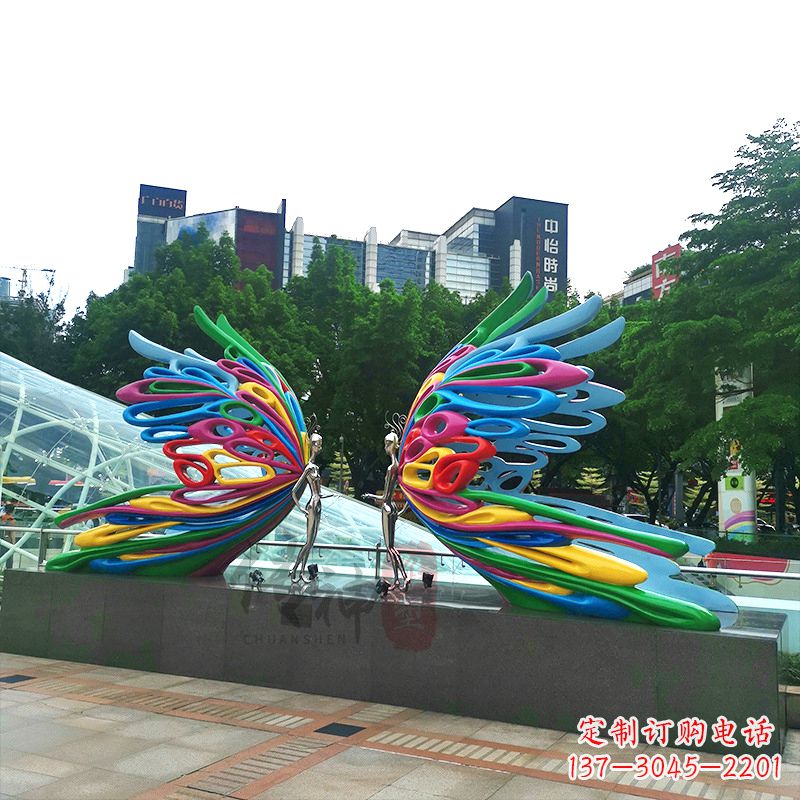 大同不锈钢蝴蝶仙子城市广场步道装饰雕塑