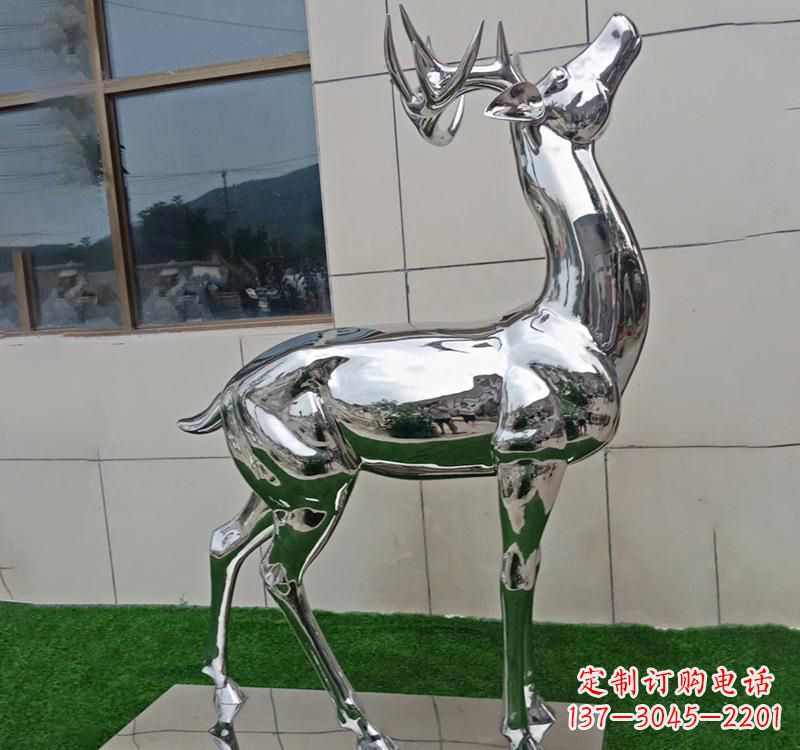 大同不锈钢户外动物鹿雕塑精致大气的艺术品