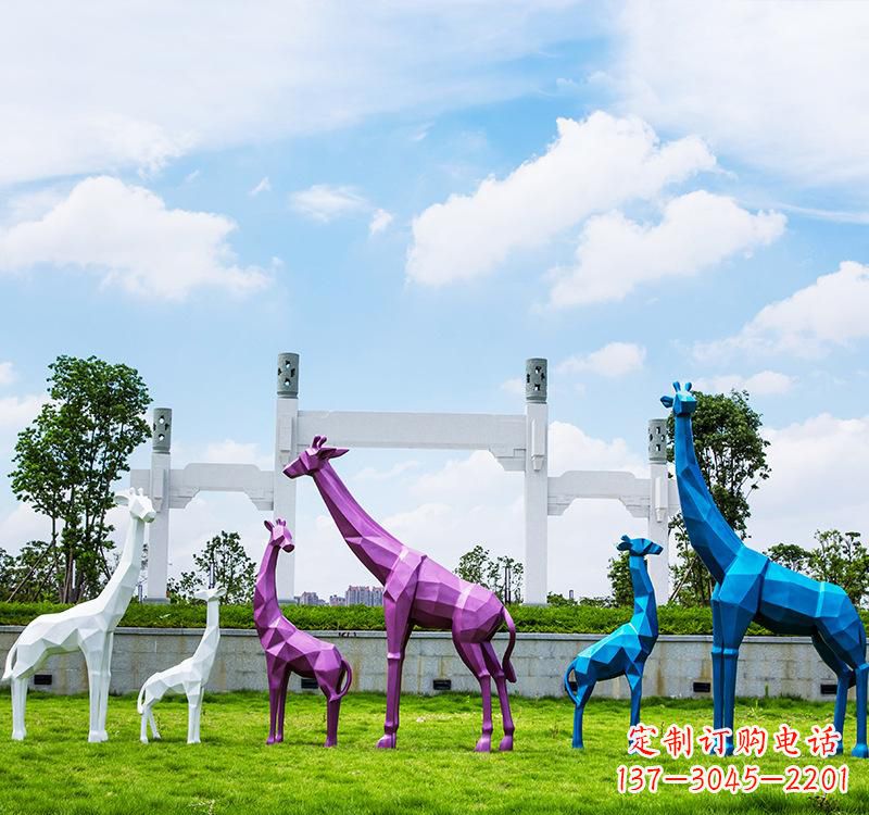 大同不锈钢材质的长颈鹿雕塑