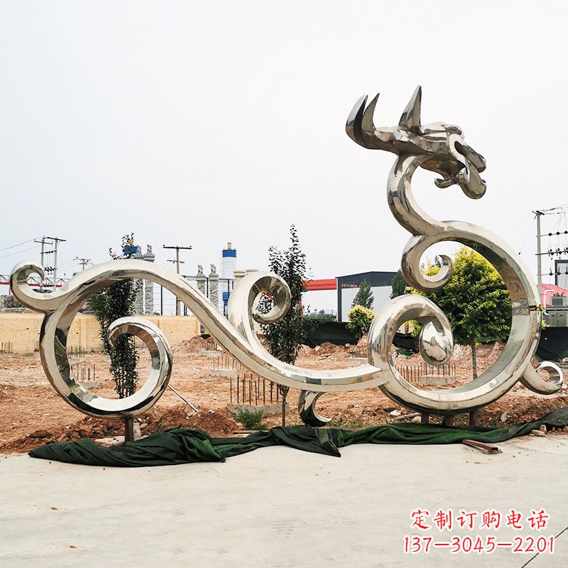 大同不锈钢花边龙形雕塑传承中华文化精髓