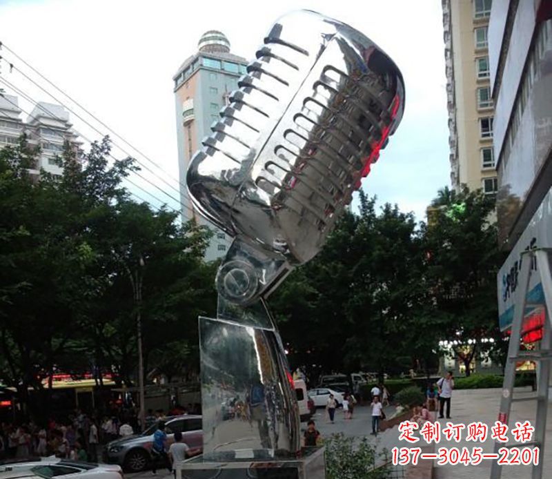 大同不锈钢话筒雕塑象征传统文化和新时代