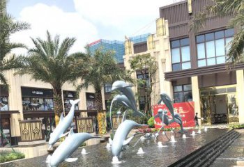 大同精美海豚喷泉，点缀城市企业街道