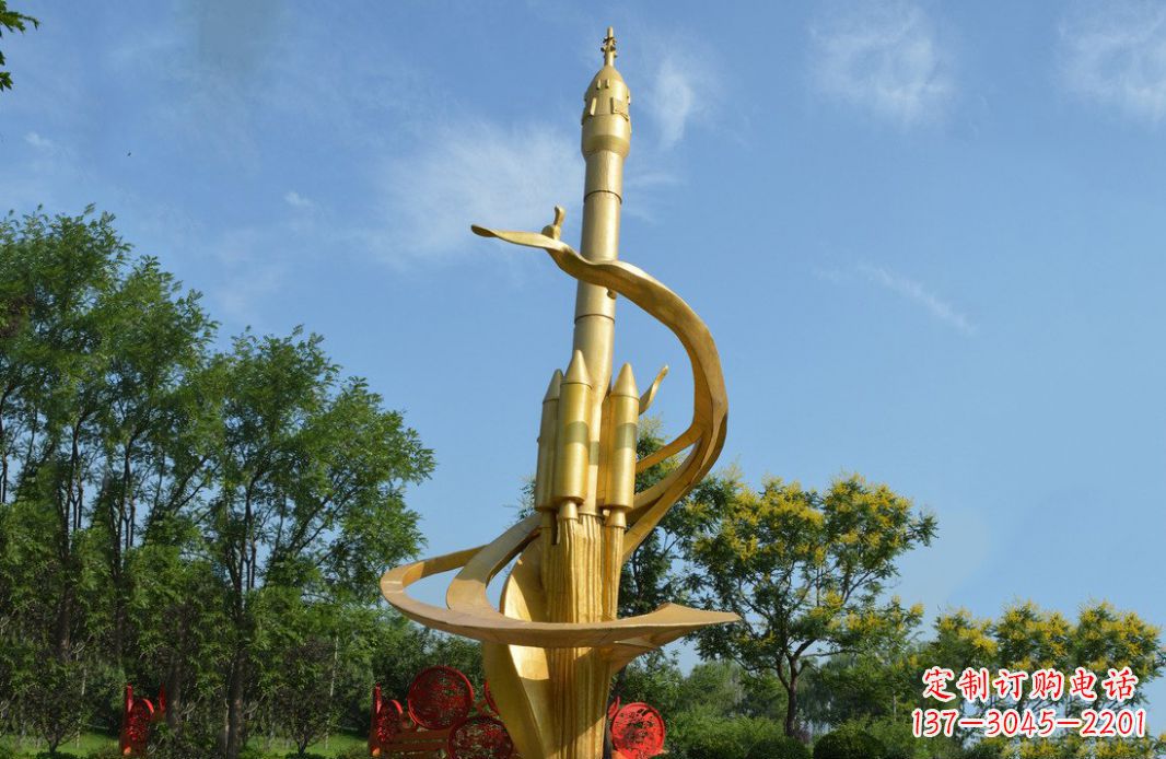 大同火箭飞向蓝天不锈钢火箭广场景观雕塑