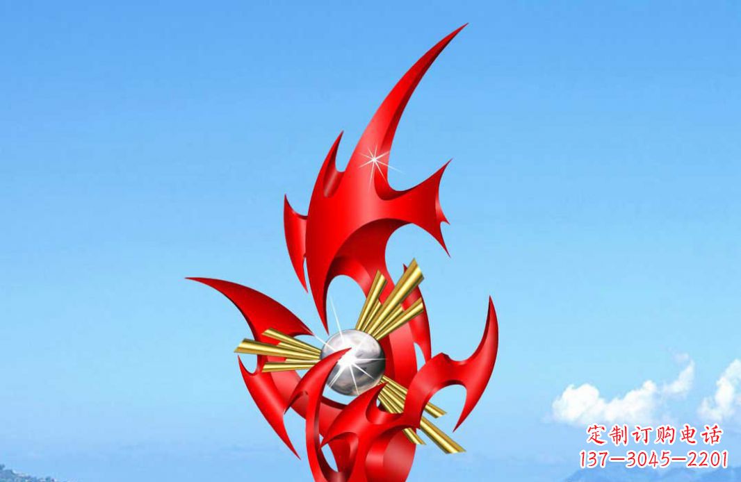 大同不锈钢火苗抽象景观雕塑给城市添彩