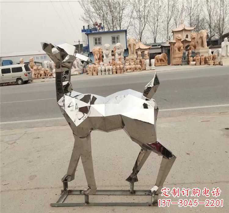 大同不锈钢几何小鹿雕塑