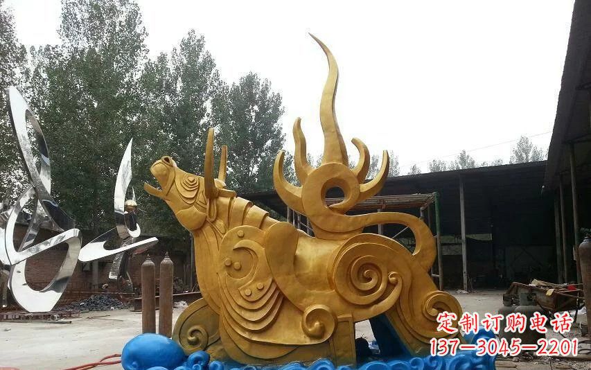 大同不锈钢金牛卧波雕塑——传承文化的艺术瑰宝