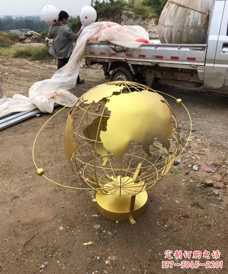 大同不锈钢金属校园地球仪雕塑把环保理念展现在校园
