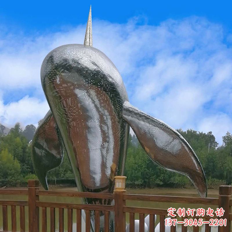 大同大型海边公园水景动物雕塑——不锈钢鲸鱼