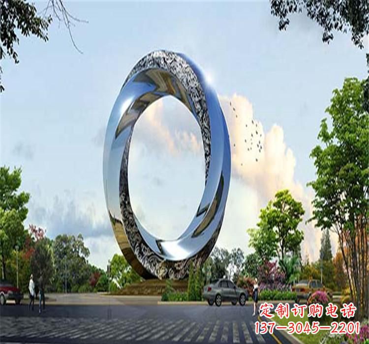 大同不锈钢圆环雕塑美丽的空间装饰