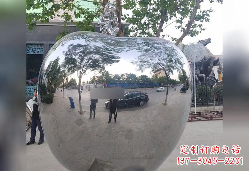 大同不锈钢景区镜面苹果雕塑