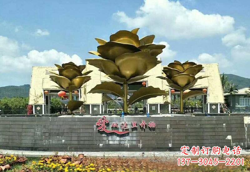大同不锈钢玫瑰雕塑美丽的艺术品