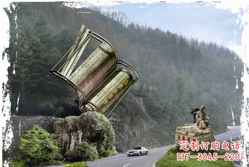 大同不锈钢景区神农本草经竹简雕塑