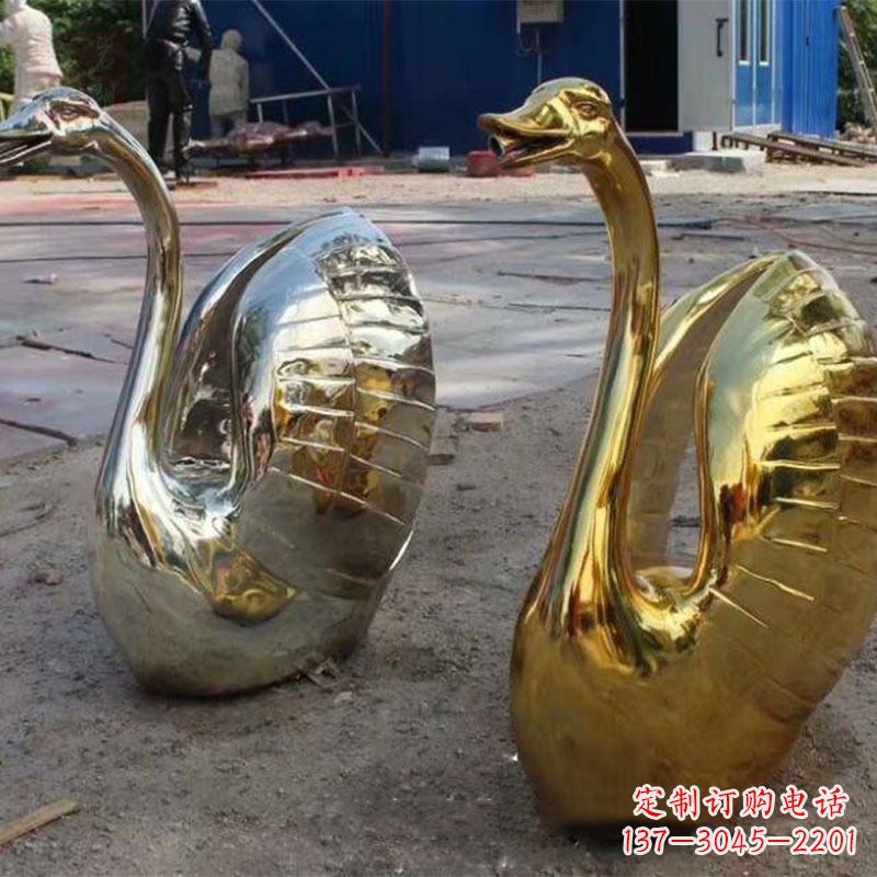 大同不锈钢天鹅雕塑精美而绚丽