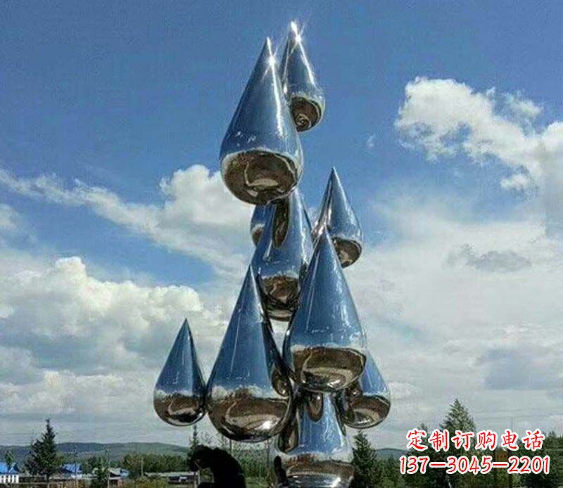 大同不锈钢镜面大型水滴雕塑——艺术精美、精致优雅