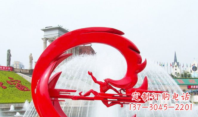 大同夸父的传奇不锈钢雕塑