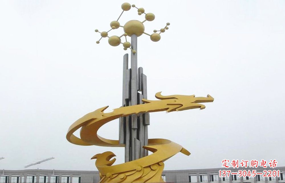 大同龙雕塑——点缀不锈钢城市景观