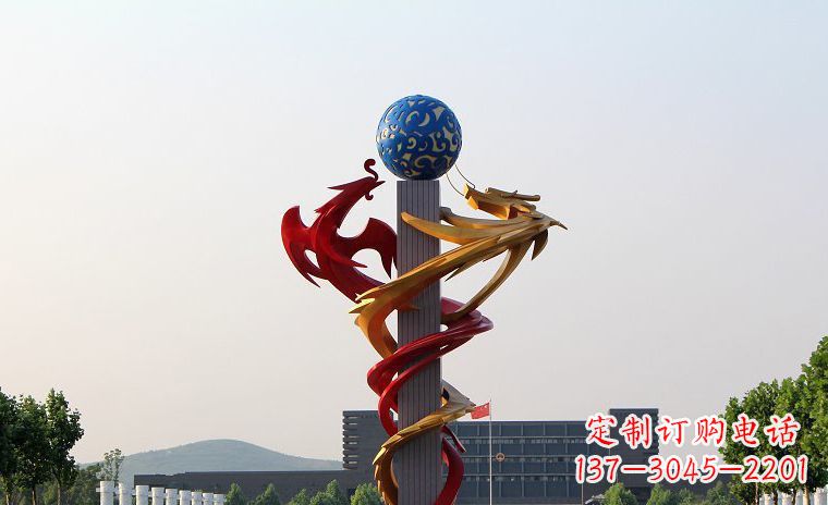 大同龙凤呈祥一对不锈钢雕塑的精彩展示