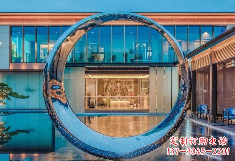 大同不锈钢镂空灯光圆环雕塑
