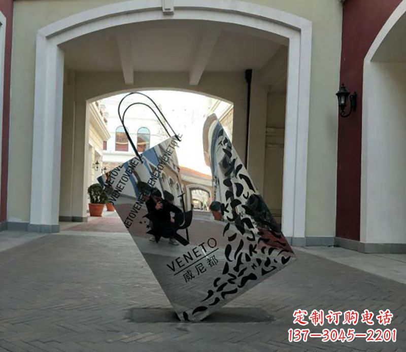 大同不锈钢镂空购物袋雕塑
