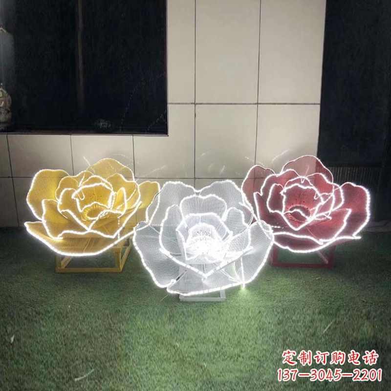 大同不锈钢镂空玫瑰花灯光雕塑