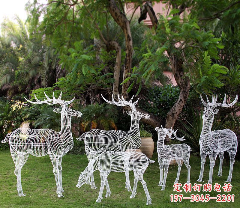 大同精美的不锈钢镂空梅花鹿雕塑
