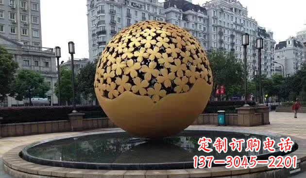 大同不锈钢镂空球喷泉雕塑