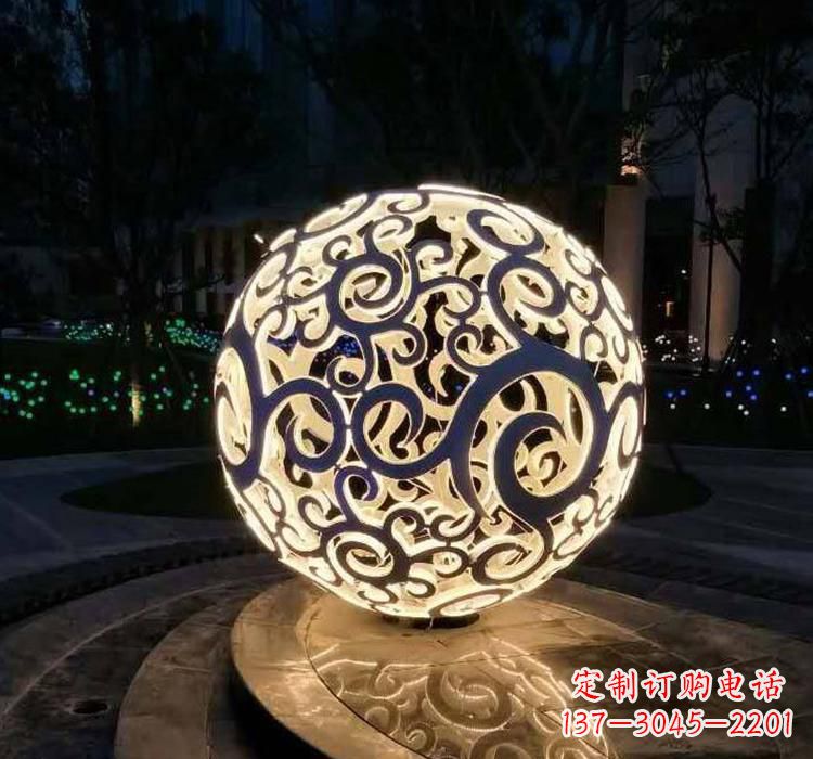 大同不锈钢镂空球喷泉雕塑2