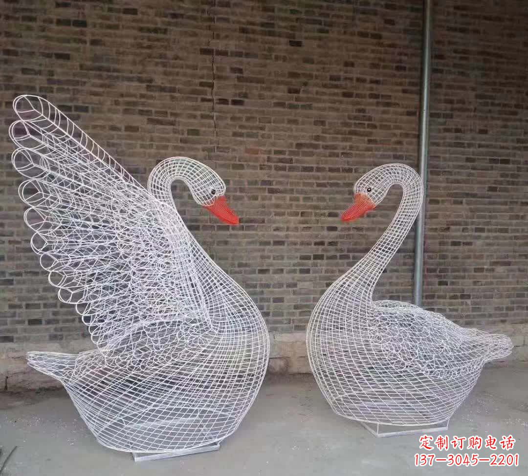 大同不锈钢镂空天鹅动物雕塑 