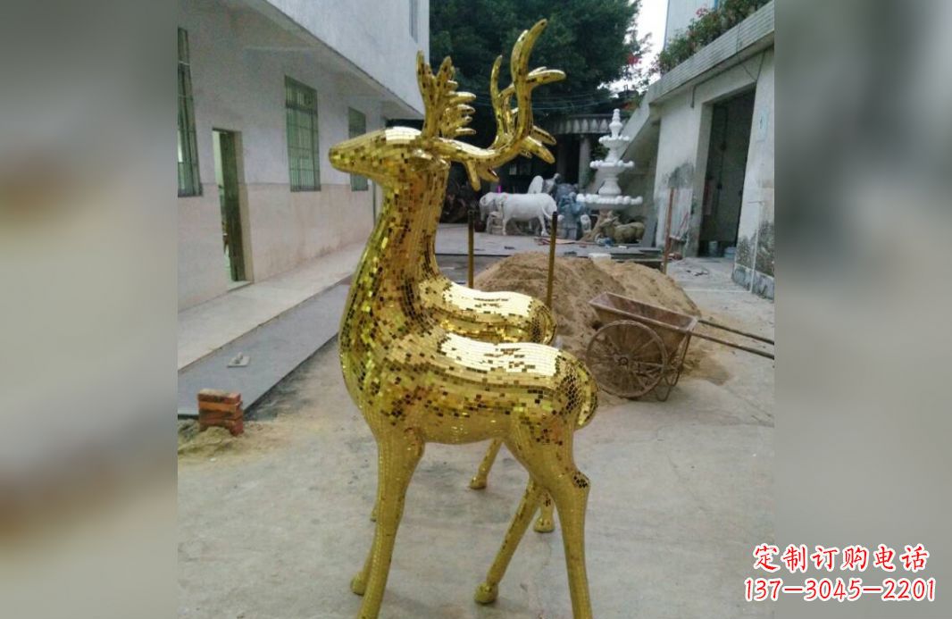 大同不锈钢鹿公园动物雕塑