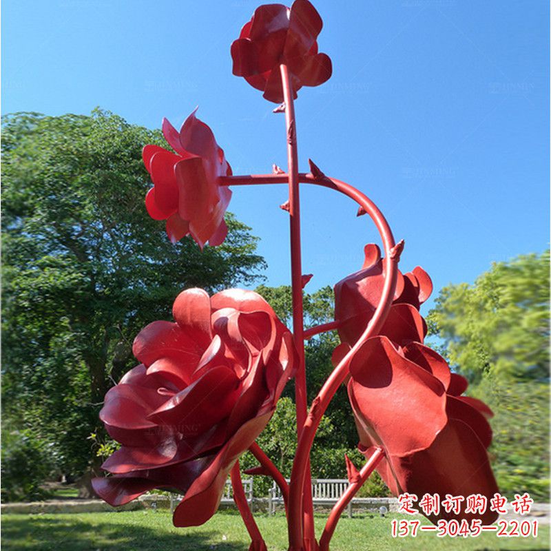 大同不锈钢玫瑰花雕塑景观摆件