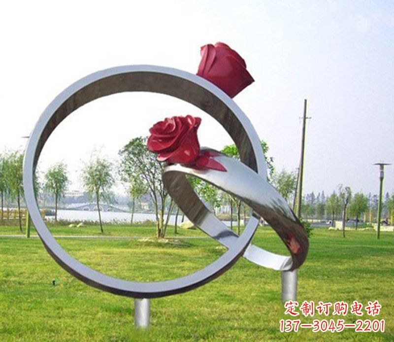 大同不锈钢玫瑰花戒指公园雕塑