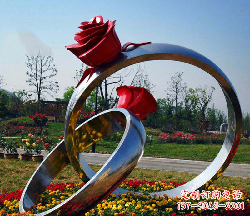 大同不锈钢玫瑰戒指雕塑 (2)