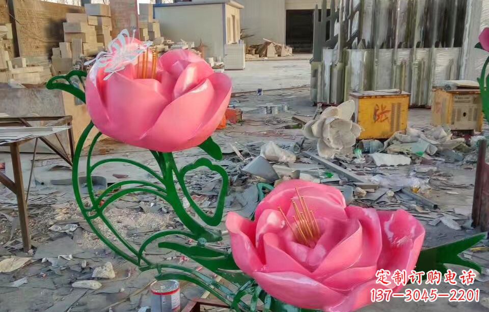 大同精美牡丹雕塑点缀景观
