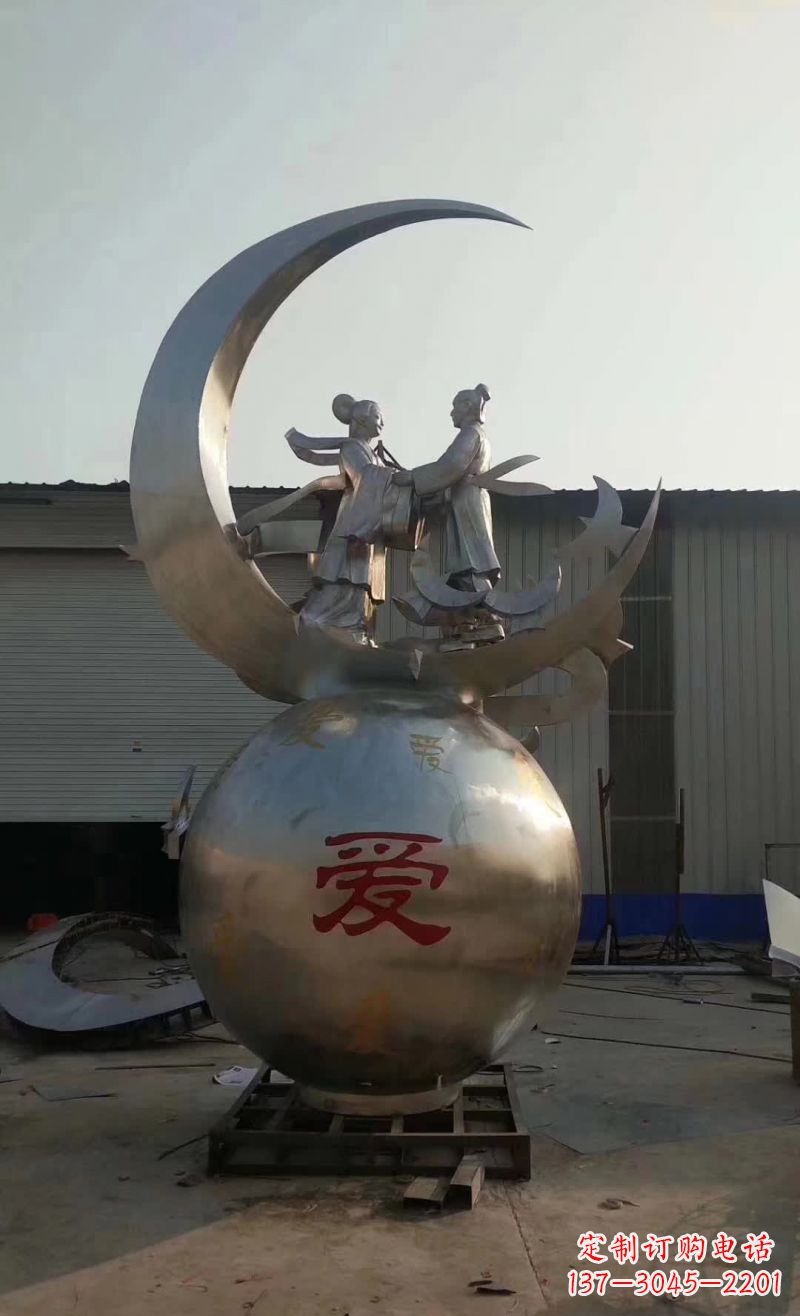大同不锈钢牛郎织女雕塑 