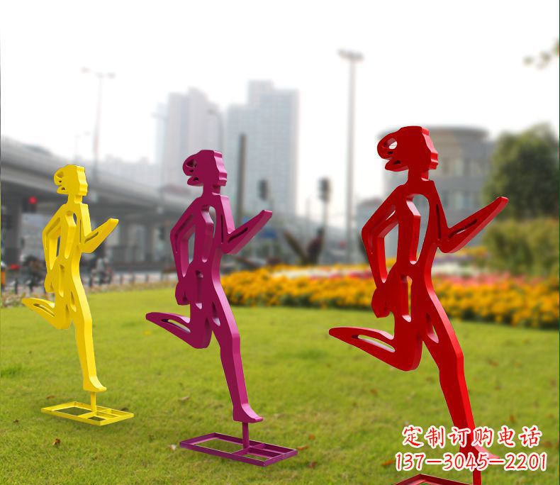 大同不锈钢跑步抽象女人雕塑