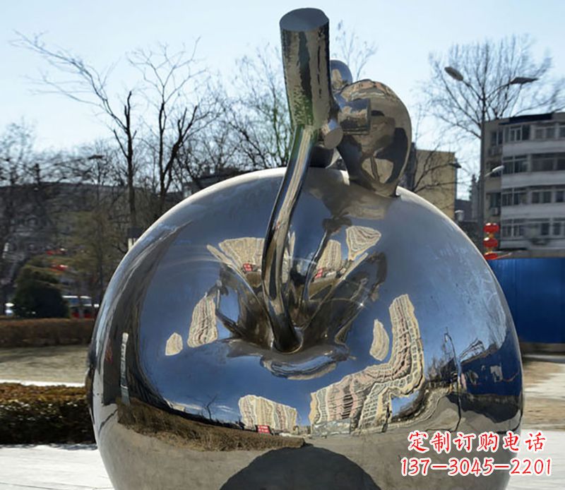 大同不锈钢苹果镜面雕塑精美绝伦