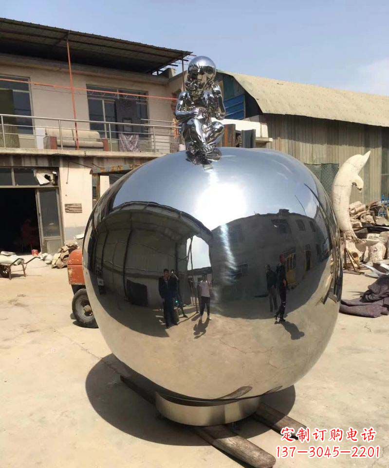 大同精美不锈钢苹果雕塑