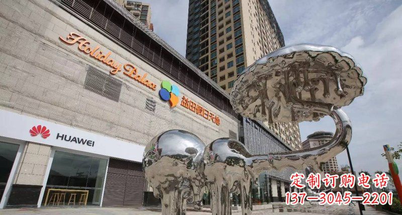 大同不锈钢商场门前抽象喷水大象景观雕塑