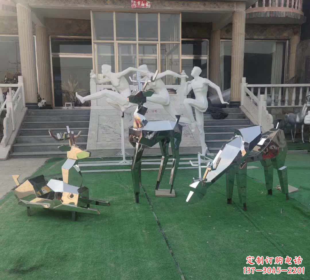 大同不锈钢售楼部动物小鹿雕塑
