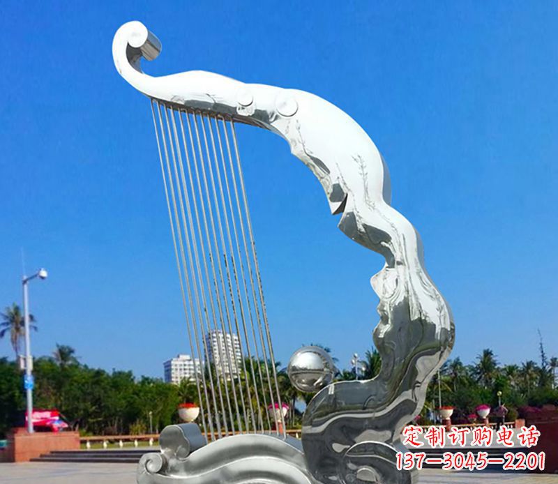 大同不锈钢竖琴乐器雕塑