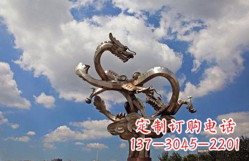 大同不锈钢双龙戏珠雕塑——千古传说的艺术瑰宝