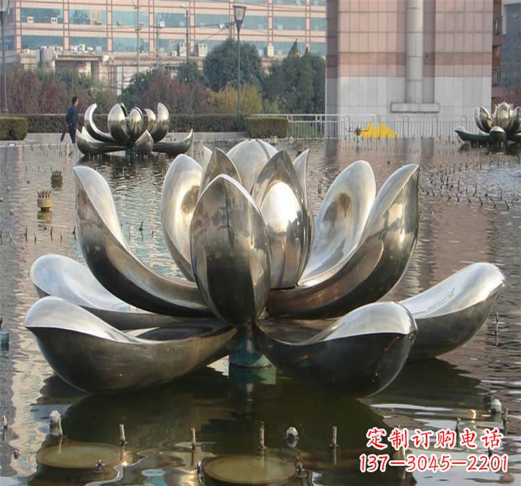 大同不锈钢水景荷花雕塑质朴之美
