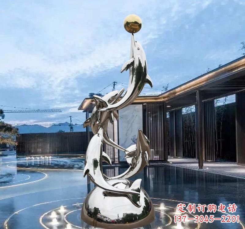 大同海豚的优雅身姿——不锈钢水景雕塑
