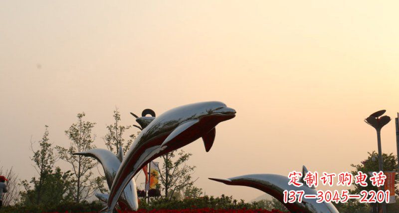 大同不锈钢跳跃的海豚动物雕塑